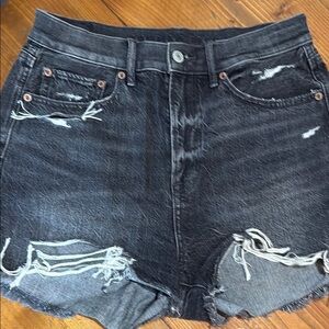 American Eagle Outfitters Black Distressed Jean Shorts